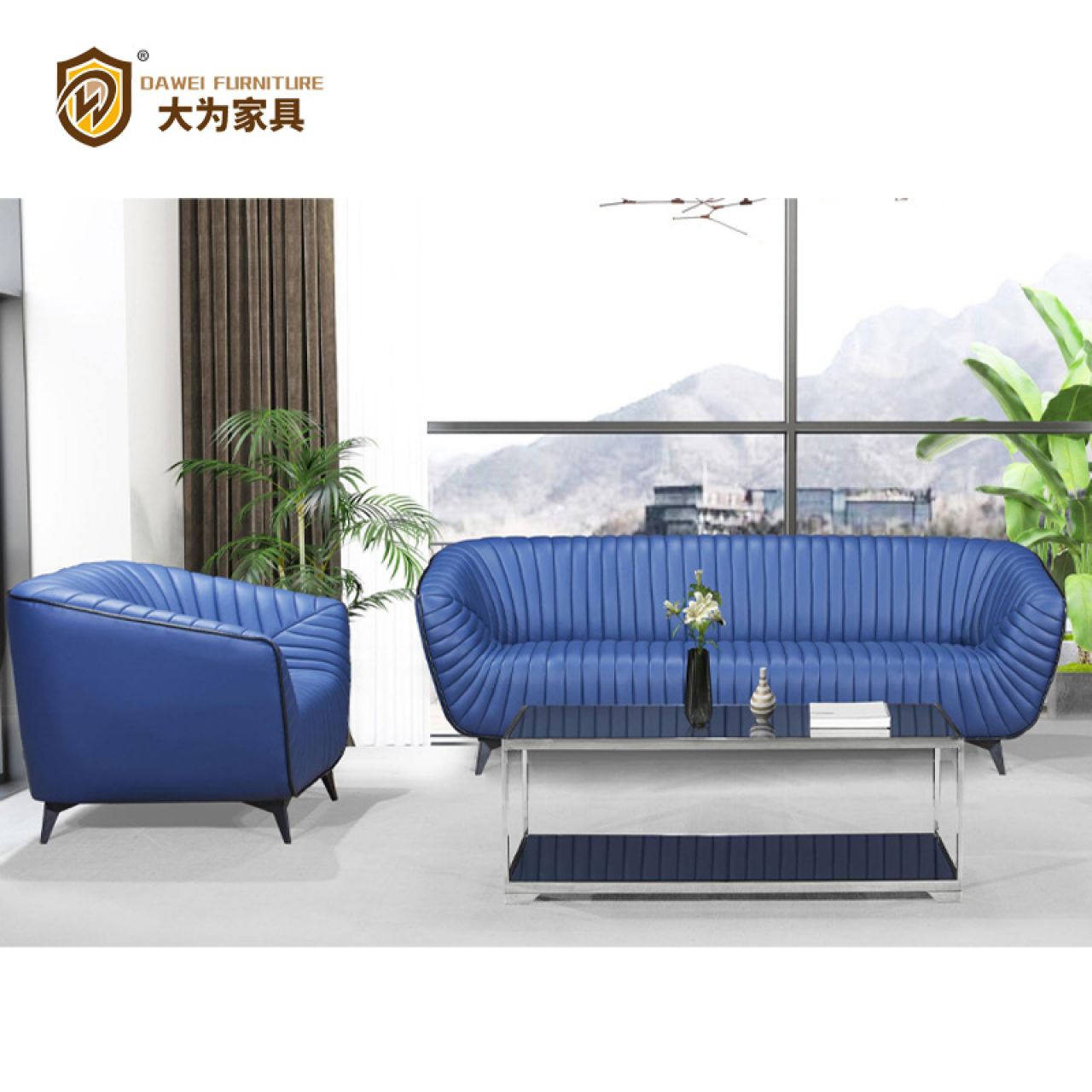 简约休闲接待洽谈沙发 西皮牛皮真皮沙发DWDA8160
